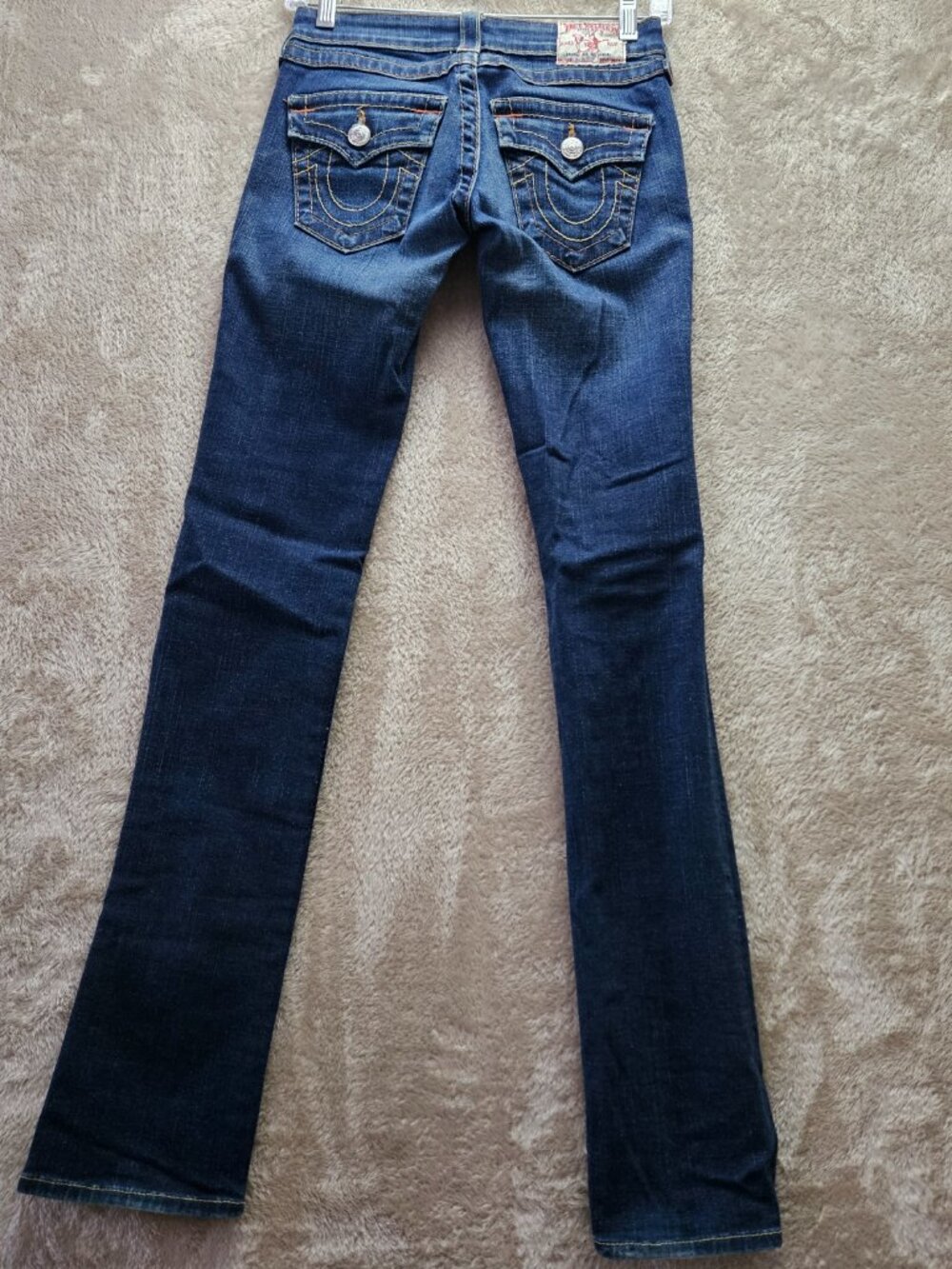 True Religion Billy Jeans Denim Made in USA Thick Stitching Flap Pockets Size 24 - Picture 3 of 11